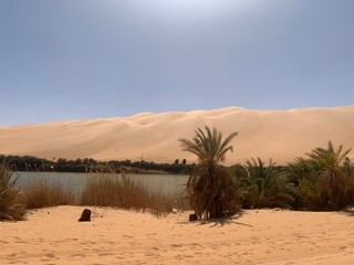 lake Gaberoun in Libyan desert 