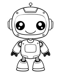 Robot coloring page, isolated coloring book. Color pages for kids featuring an isolated robot toy.