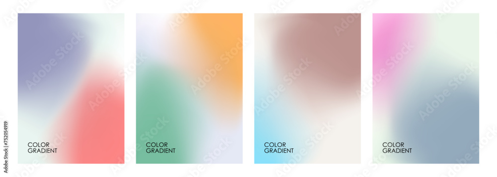 Poster set of blurred backgrounds. color gradients. defocused color templates for creative graphic design. 