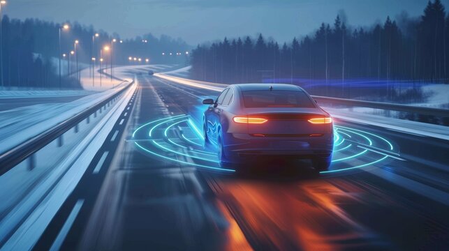 Concept of an automated car. Driver assistant system. Cruise control that adapts to the driver's behavior.