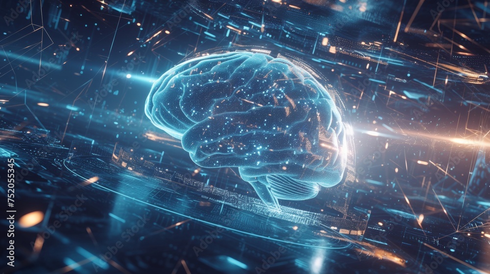 Poster a concept of ai (artificial intelligence). machine learning. deep learning. mindfulness. psychology.