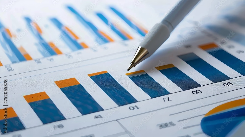 Poster A statistical analysis of business concepts. A financial chart. A financial plan. A data analysis of financial information.