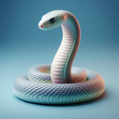 Fototapeta premium Realistic whole body of Snake 3d animal in front view with blue background