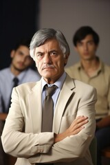 Fototapeta na wymiar portrait of a mature businessman sitting in class with his students