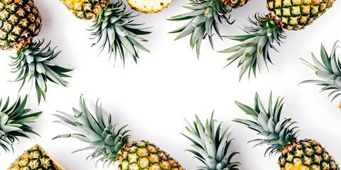 Fototapeta premium Pineapples Pattern Against White Background