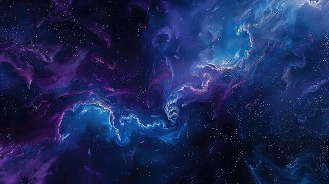 Abstract cosmic nebula with stars. Digital art background.