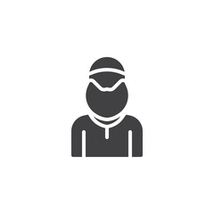 Muslim man with beard and cap vector icon