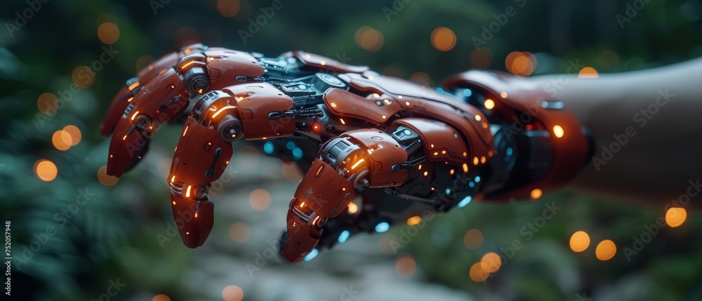 Poster In the work life of an AI-powered robot, a man uses a website or software technology to help and support the work of a chatbot, an AI-powered chatbot, can generate images, write code, and analyze data