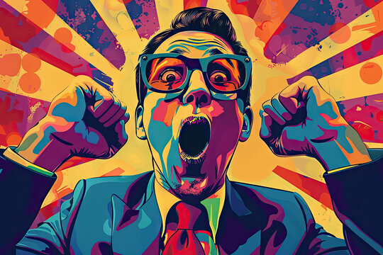 Unexpected Success: a man receiving unexpected recognition or praise for their achievements, with a stunned expression as they soak in the moment.