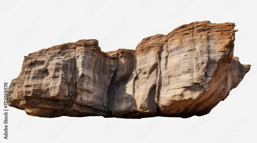 Poster a striking image of a large rock formation against a white background. perfect for various design pr