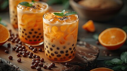 Fototapeta premium milk tea drink Bubble tea, or boba, from Taipei, Taiwan