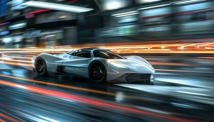 Modern Supercar. Luxury Auto in Motion. Speed and Technology