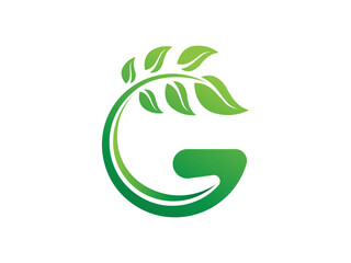 Letter G Nature Leaf Logo Design, Green Leaves modern Logos Designs