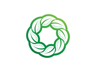 Circle and leaf icon colorful logo design. simple leaf logo