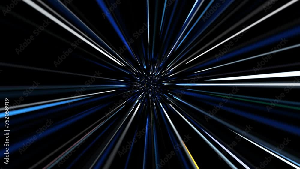 Wall mural wormhole travel through time and space. endless high speed flight. abstract looped dark blue hyper s