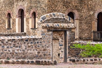 Gondar city, Gonder, Royal Enclosure Fasil Ghebbi Fasilides Bath - Fasilides kings swimming Pool. UNESCO World Heritage List. Famous African architecture - 752059144