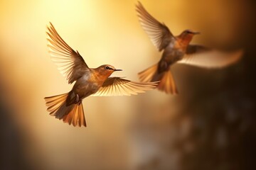 Fototapeta premium Elegant Freedom: Mesmerizing Display of Grace as Two Birds Soar Through the Air