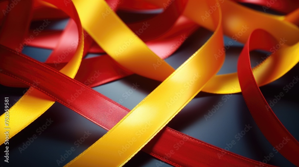 Poster close up of a red and yellow ribbon, suitable for various projects