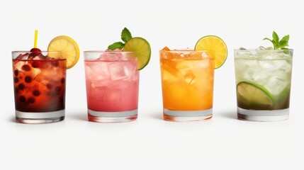 Fototapeta premium A selection of four different types of beverages, perfect for menu design or restaurant promotions