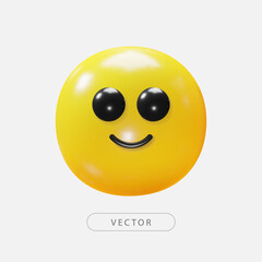 3d smile. Happy face emoji emoticon icon illustration. Smile doodle. Sticker funny happy emoji. 3d render. Vector illustration.