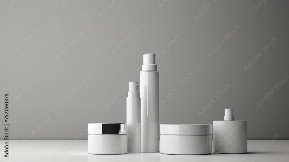 Poster White containers placed on a table, suitable for various concepts
