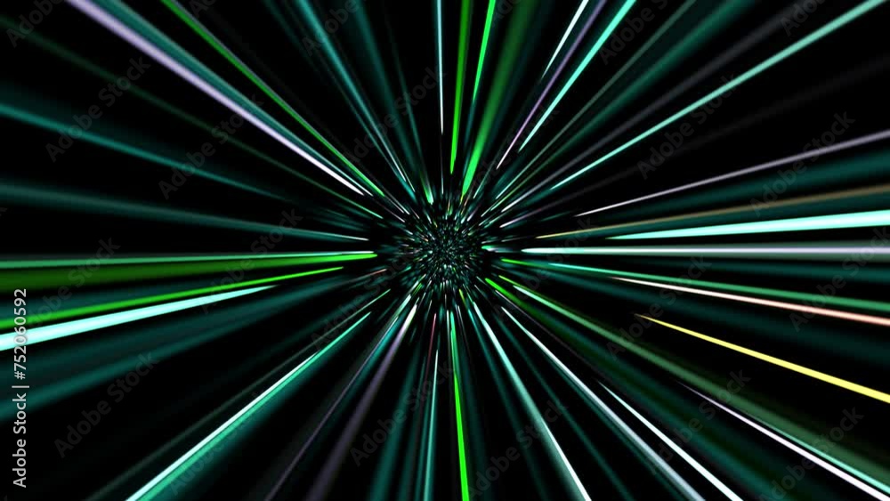 Wall mural seamless loop space exploration. flying through amazing universe tunnel at the speed of light. hyper