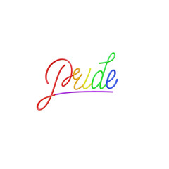 Pride 3d colorful lettering text. 3d render. Abstract alphabet.