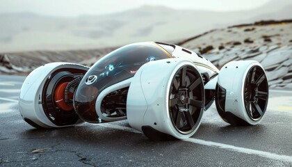 Electric fly concept design automobile futurism motor auto car modern vehicle - obrazy, fototapety, plakaty