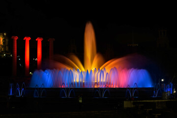 Montjuic Fountain in Barcelona at night