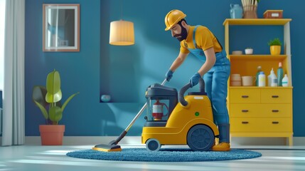 cleaning, cleaning equipment ,cleaning service,cartoon,3d line drawing