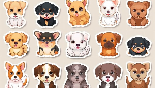 cute sticker funny puppys collection