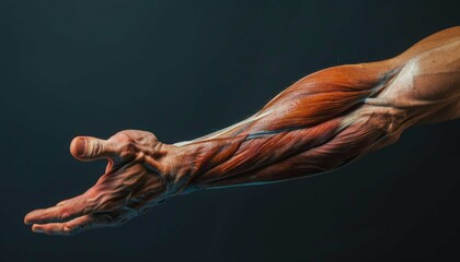 Close-up View of Persons Muscular Arm  - obrazy, fototapety, plakaty