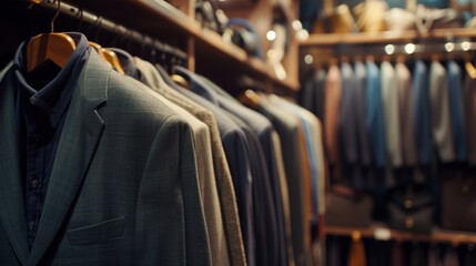 Fashionable clothes elegantly displayed on racks inside a boutique store in the heart of London. 