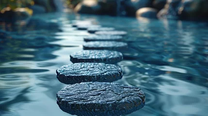 Küchenrückwand glas motiv Spa Steps In Blue Water - Zen Concept