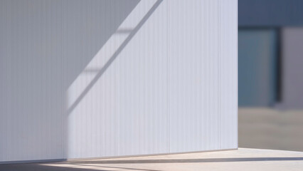 Obraz premium Sandwich panel Wall of Cold Storage Warehouse room in Industrial Freeze Factory area with light and shadow on surface, side view with copy space