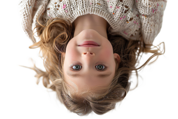 An upside-down little girl
