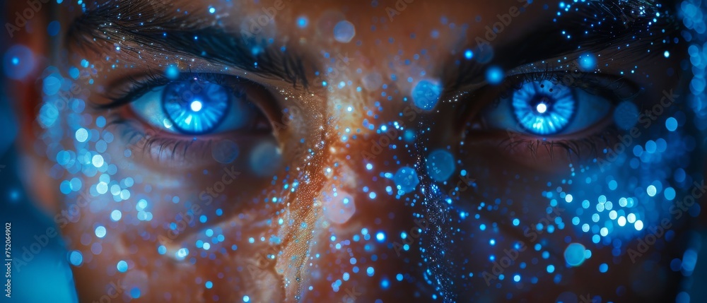Poster In this conversation with ChatGPT, man uses technology smart robot AI, artificial intelligence to generate something. It is a transformation of technology using AI and artificial intelligence.