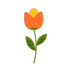 Flower, great design for any purposes. Tulip flower Simple decoration illustration.