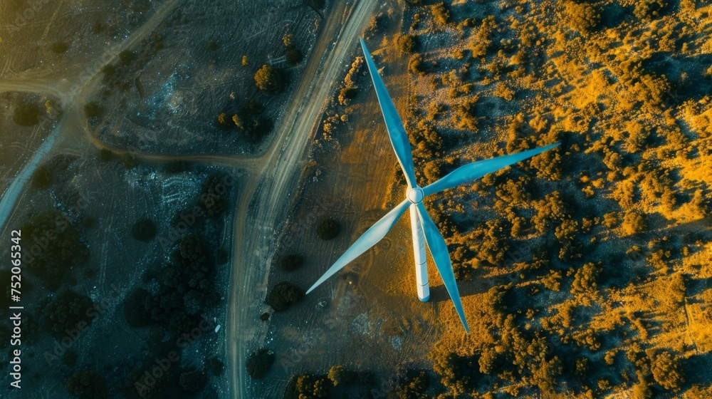 Aufkleber concept for sustainable development, environment friendly, renewable energy using wind turbines from