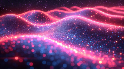 abstract futuristic background with pink blue glowing neon moving high speed wave lines and bokeh lights