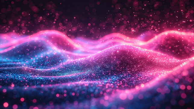 abstract futuristic background with pink blue glowing neon moving high speed wave lines and bokeh lights