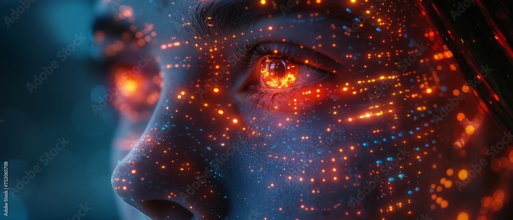 Fototapete Using an artificial intelligence chatbot developed by OpenAI, a business person chats with a smart AI. AI will take over the world in the coming years.