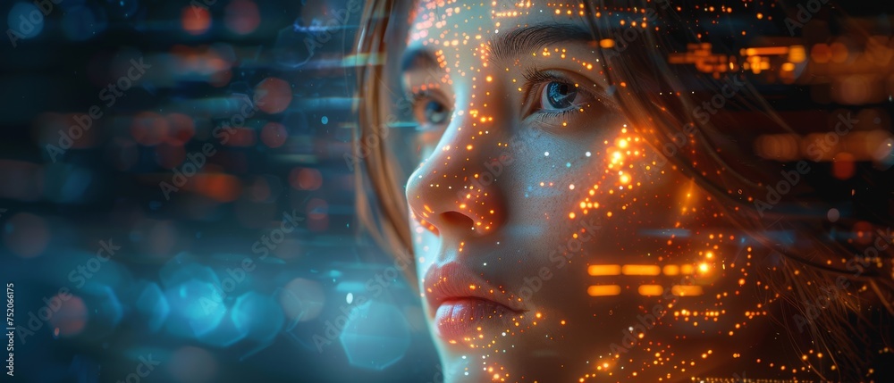 Poster a concept of artificial intelligence (ai). a concept of deep learning. a concept of guis (graphical 