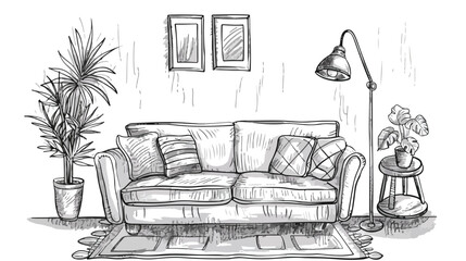 Doodle sketch of a living room.