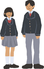 Naklejka premium ブレザーの学生 全身イラストセット