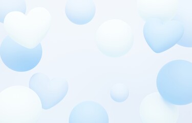 3D背景素材_ハート_水色