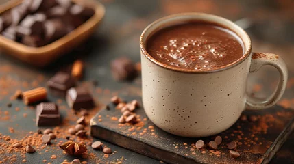 Zelfklevend Fotobehang Hot chocolate drink at restaurant © Denisa