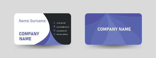 Vector template of a colorful, beautiful business card in purple shades