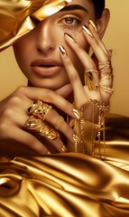 portrait of a woman with gold jewelry