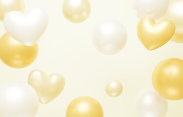 3D背景素材_ハート_黄色